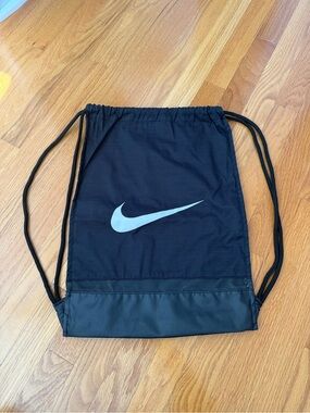 Nike Black Drawstring Gym Sack with White Swoosh